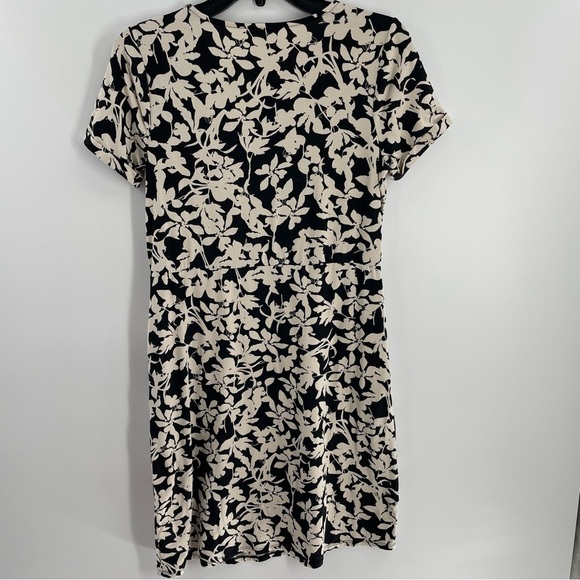 J. Jill Dark Brown Ivory Floral Pima Cotton Blend Pockets Button Detail Dress - Picture 10 of 15